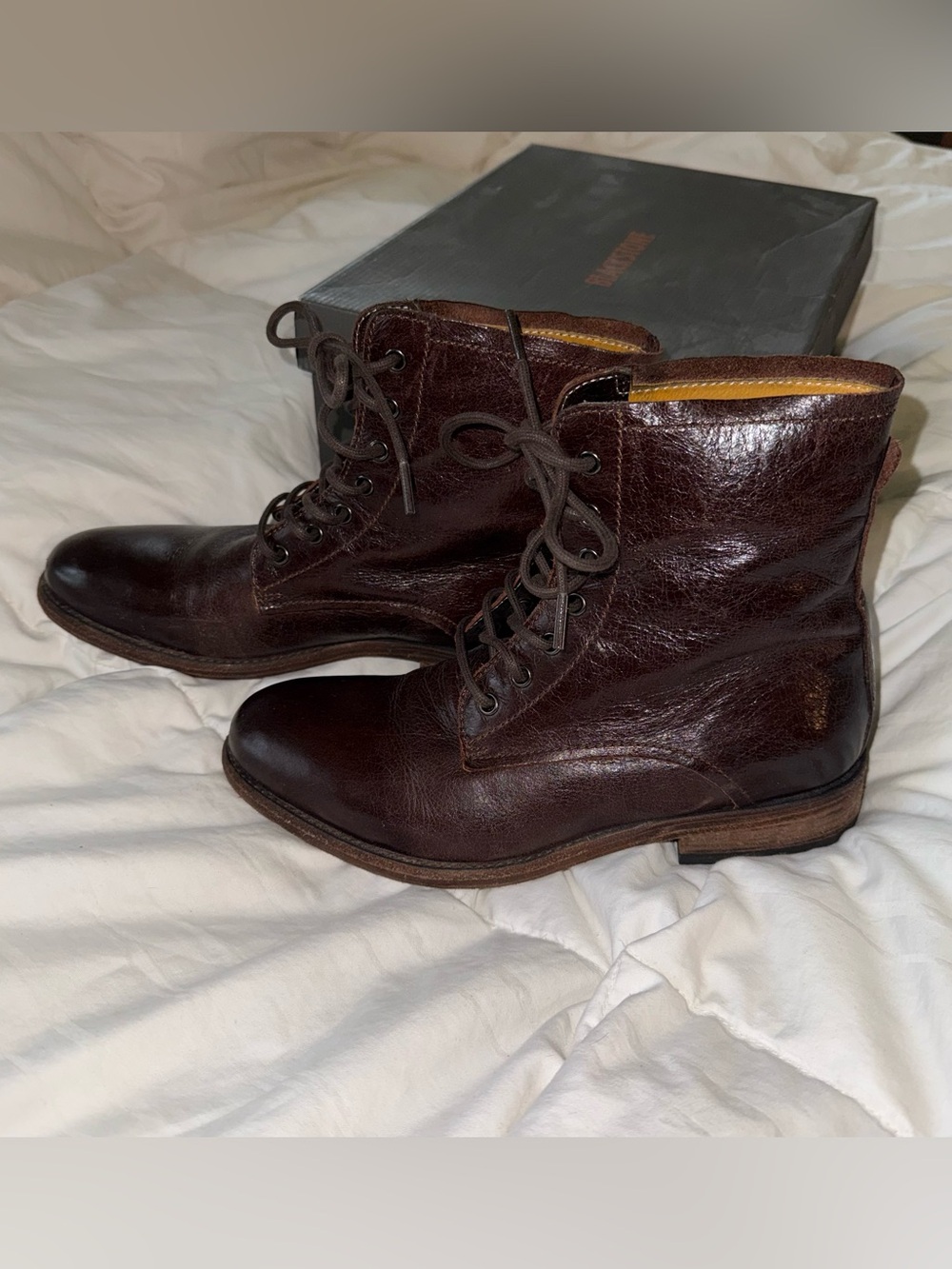 Blackstone Brown Leather Lace-Up Combat Boots